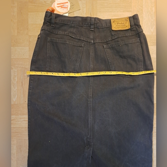 RALPH LAUREN - Brown Denim Vintage Skirt - Size Large - Made in USA 1980's - Picture 8 of 11